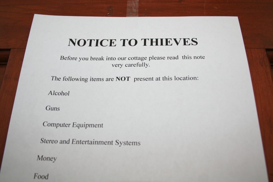 Note to Thieves - Cottage Break-in